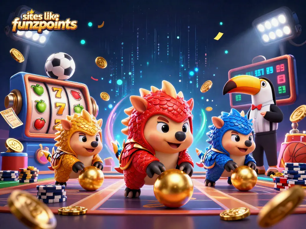 Engage with sites like Funzpoints through thrilling casino gameplay featuring rival pangolins and exciting slot elements.