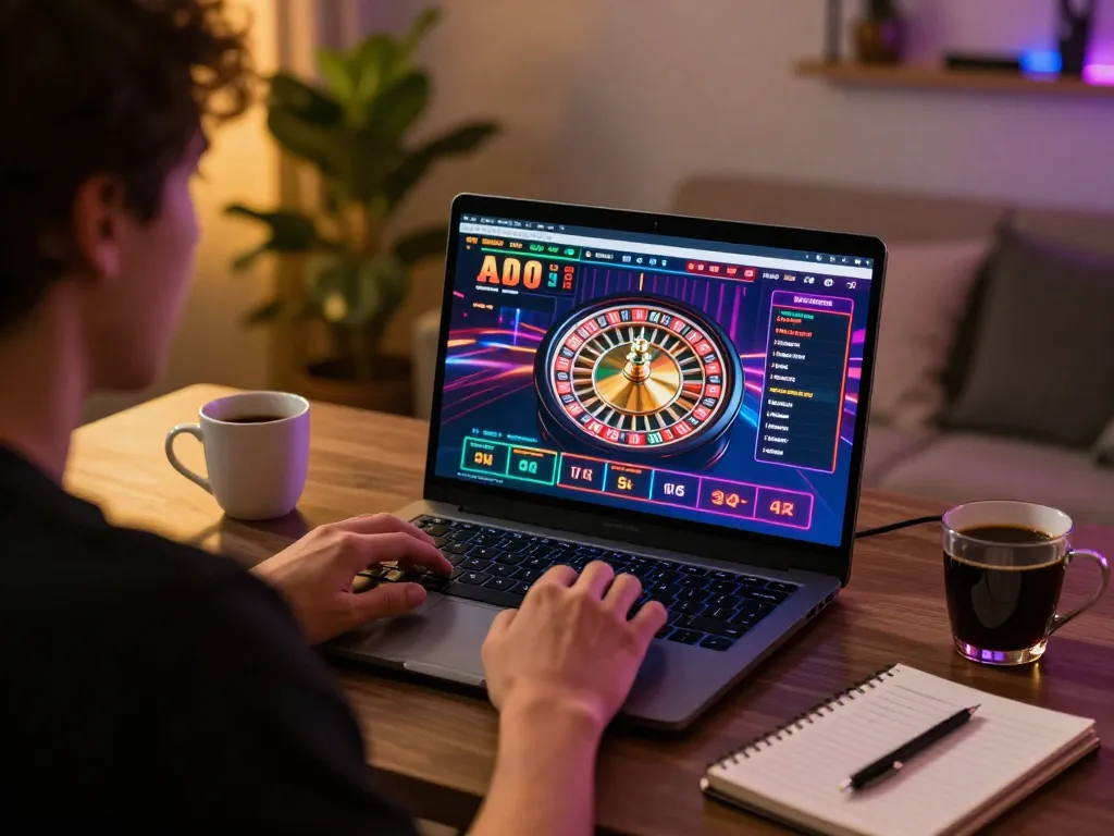 Player engaging in SC88 online casino gaming with dynamic roulette gameplay on laptop
