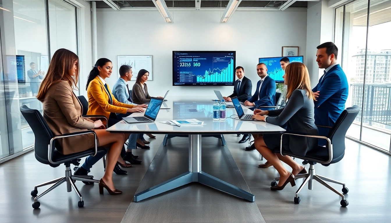 SMSF set up discussion among diverse financial professionals in a modern office.