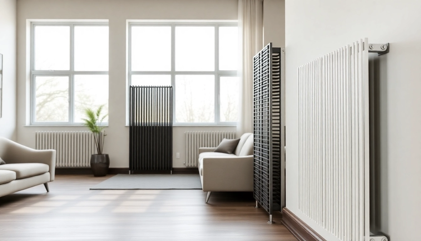 Heizkörper kaufen: elegante Heizkörper in stilvollem Wohnraum präsentieren modernes Design.