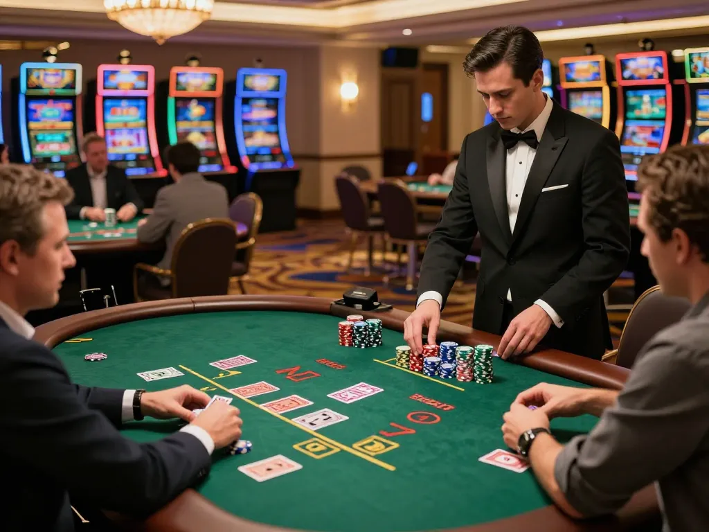 Players strategizing their bets at AE888 blackjack tables in a luxurious casino setting.