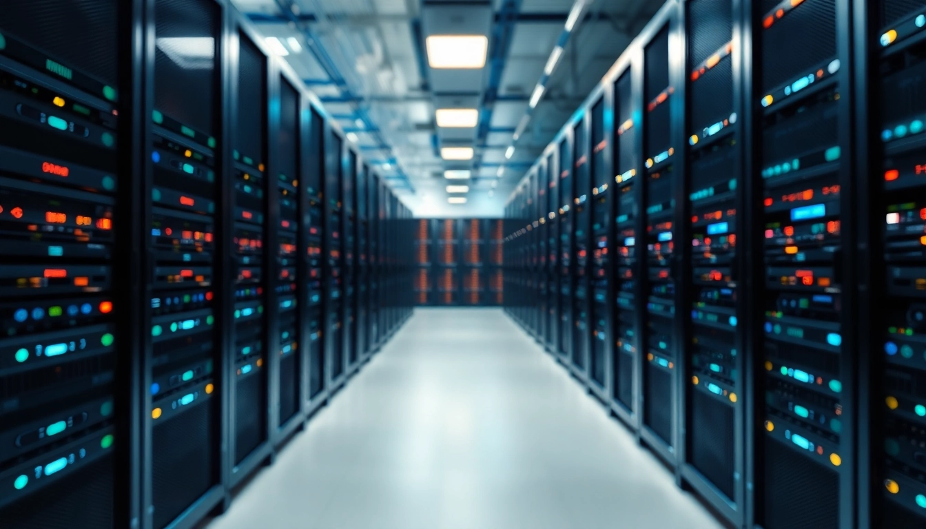 Servers showcasing CDN with DDoS Protection technology in a professional data center setting.