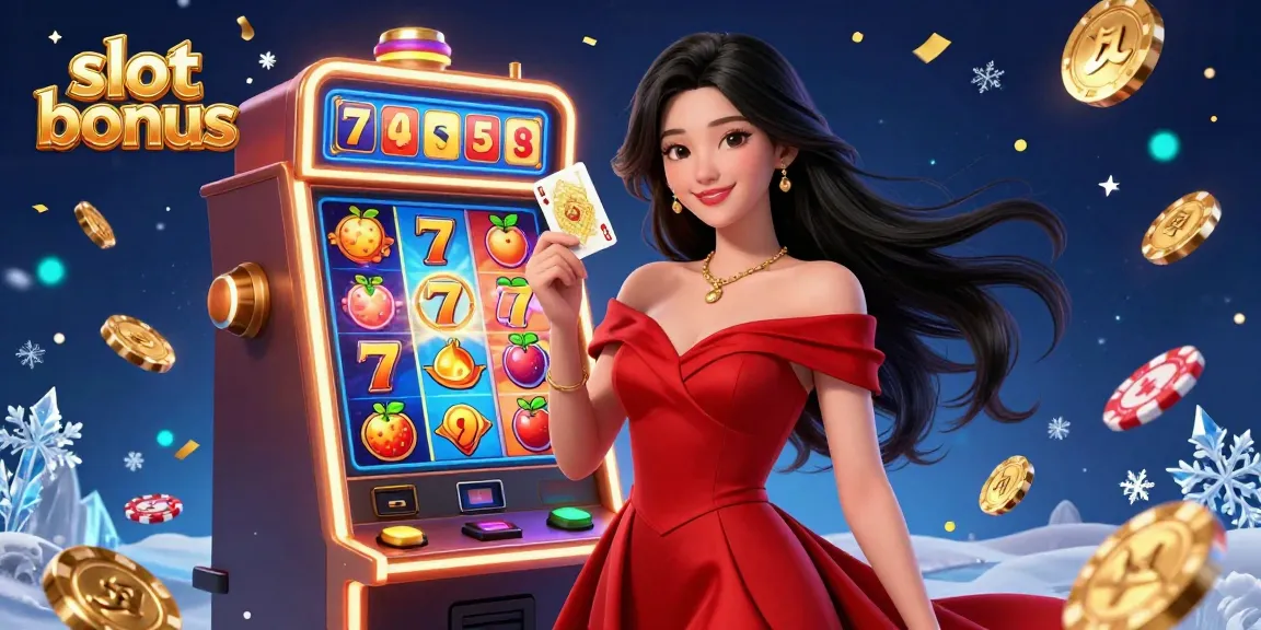 Spin the reels and enjoy the excitement of slot bonus opportunities amidst vibrant casino elements.