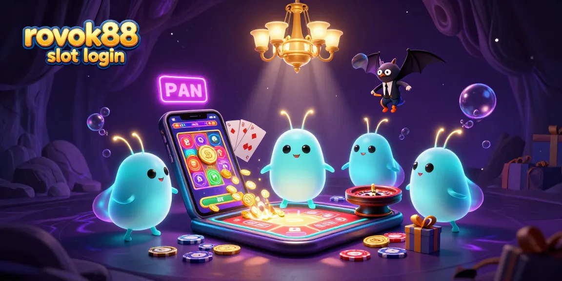 Engage with the rokok88 slot login scene featuring glowworms lighting up a vibrant casino.