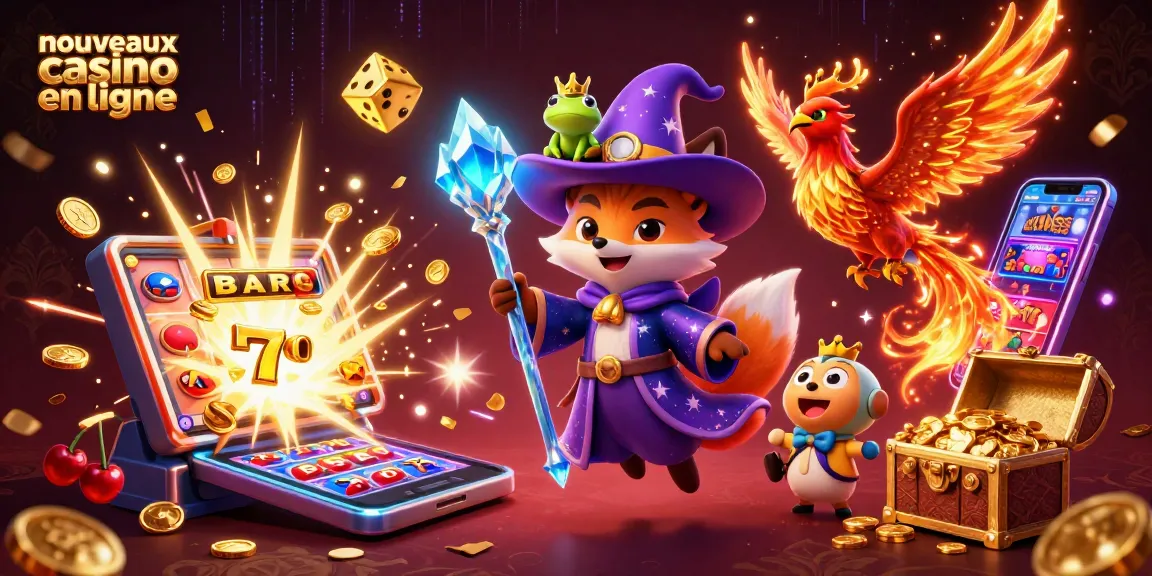 Jouez sur les nouveaux casinos en ligne avec un visuel captivant de personnages magiques et machines à sous.