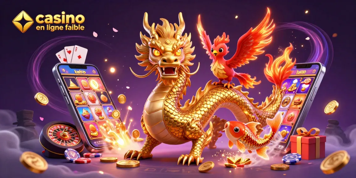 Venez découvrir le casino en ligne fiable avec une image dynamique de dragon, phœnix et poisson chanceux.