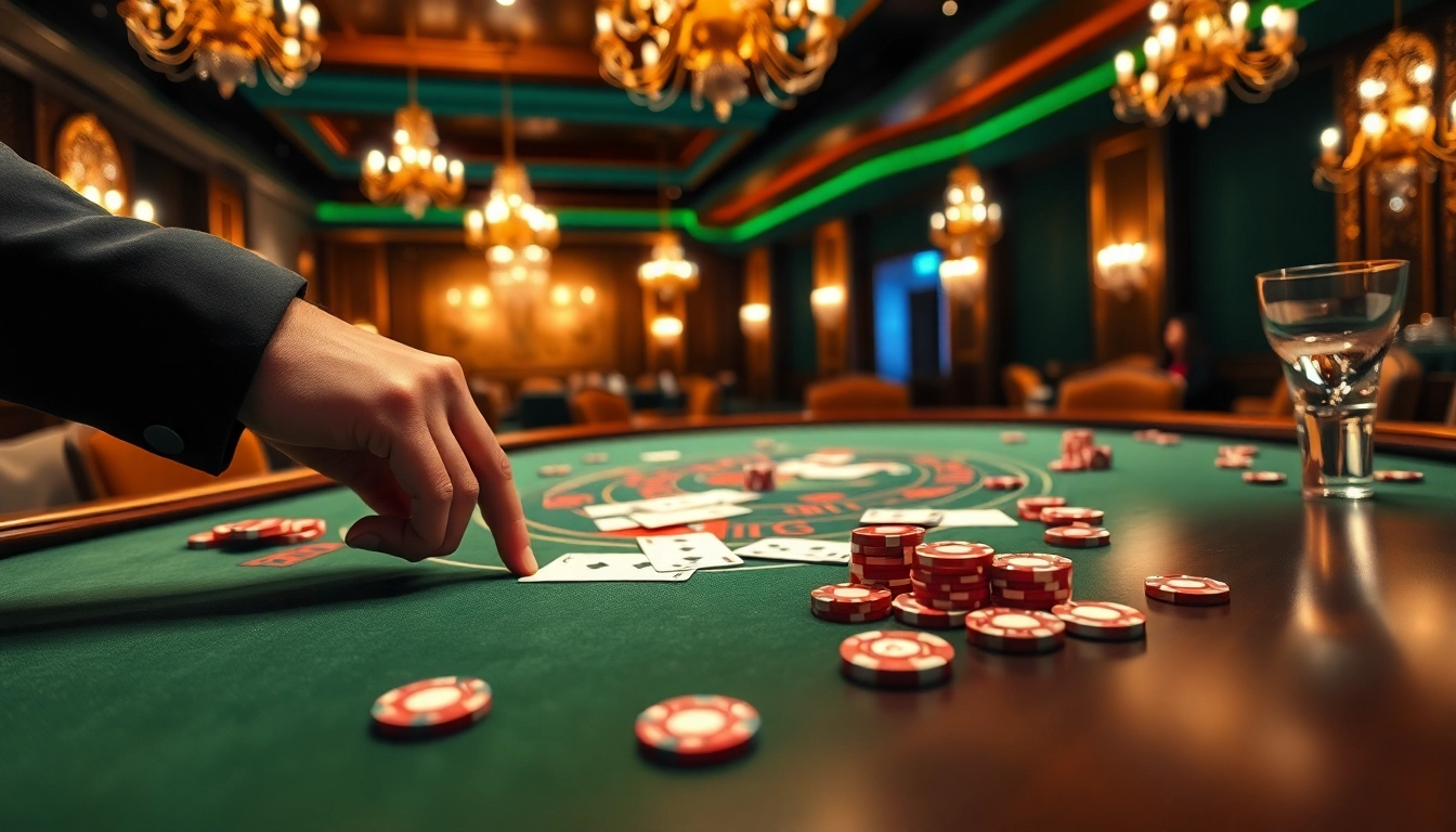 Casino spielen erleben am eleganten Spieltisch mit Karten und Chips.