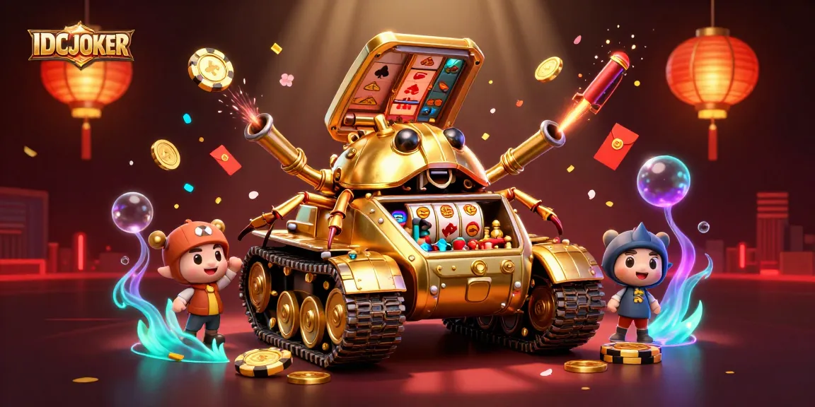 IDCJOKER offers thrilling slot experiences within a dazzling golden beetle tank themed casino.