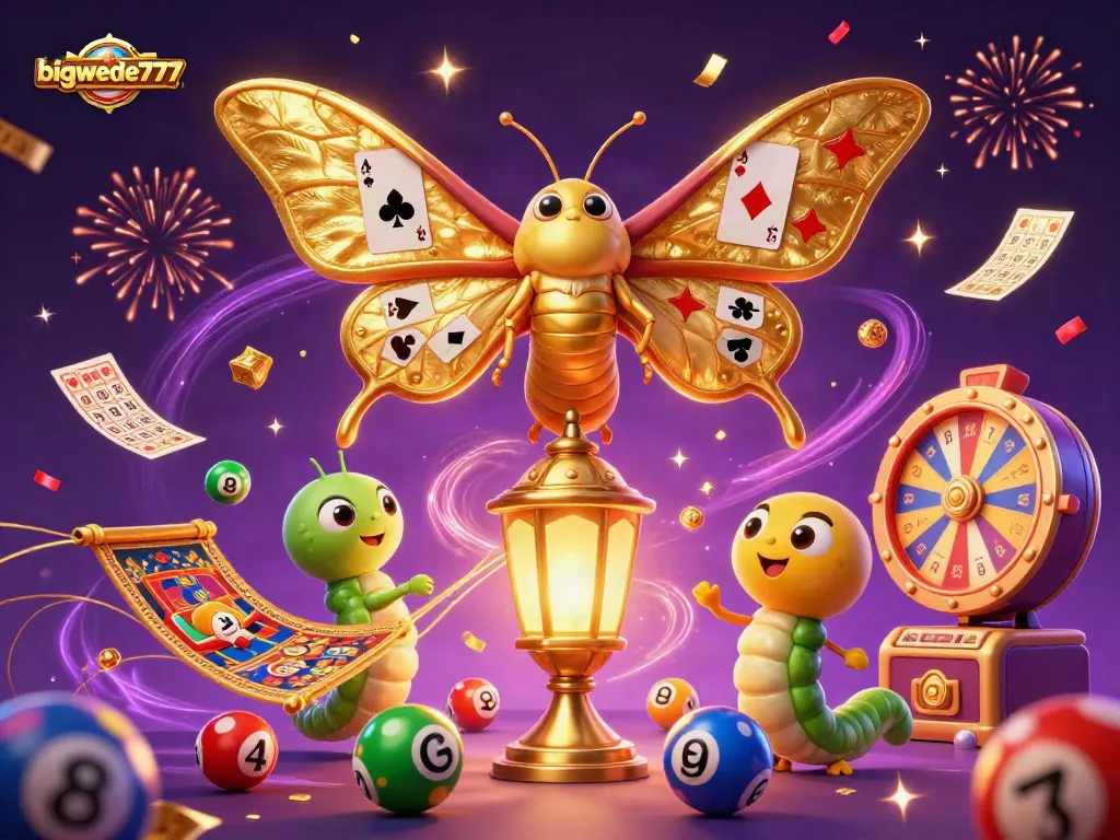 Experience bigwede777's vibrant casino action with colorful lottery balls and dynamic prize elements.
