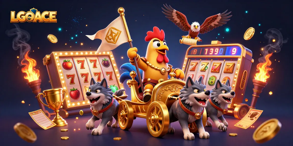 LGOACE showcases an exciting slot gaming adventure with a rooster warlord and golden elements