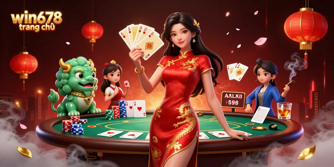 Experience win678 trang chủ with vibrant casino elements, showcasing live poker action and traditional motifs.