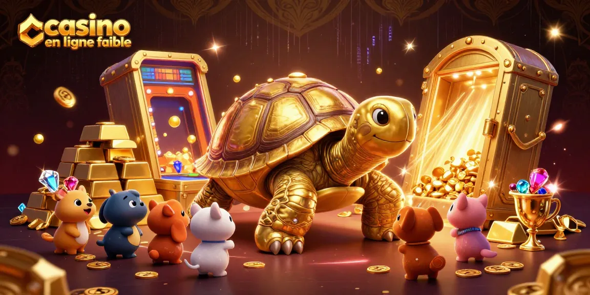 Jouer sur un casino en ligne fiable avec un décor de tortue en or et trésor étincelant.