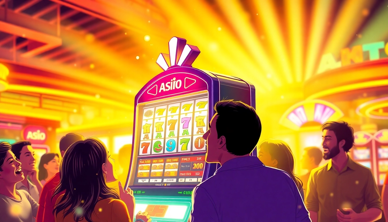 Menang besar dengan agen toto slot di mesin slot yang bersinar di kasino.