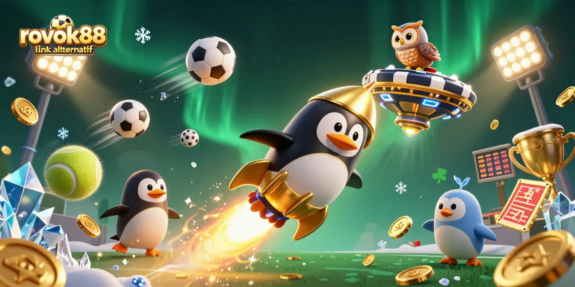 Experience the excitement of rokok88 link alternatif with gold coins and sports elements in a vibrant casino-themed space scene.