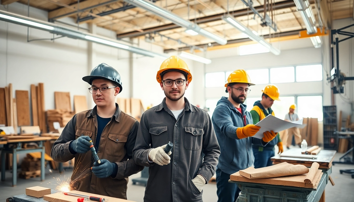 Students collaborate on projects at construction trade schools in Texas, illustrating hands-on training.