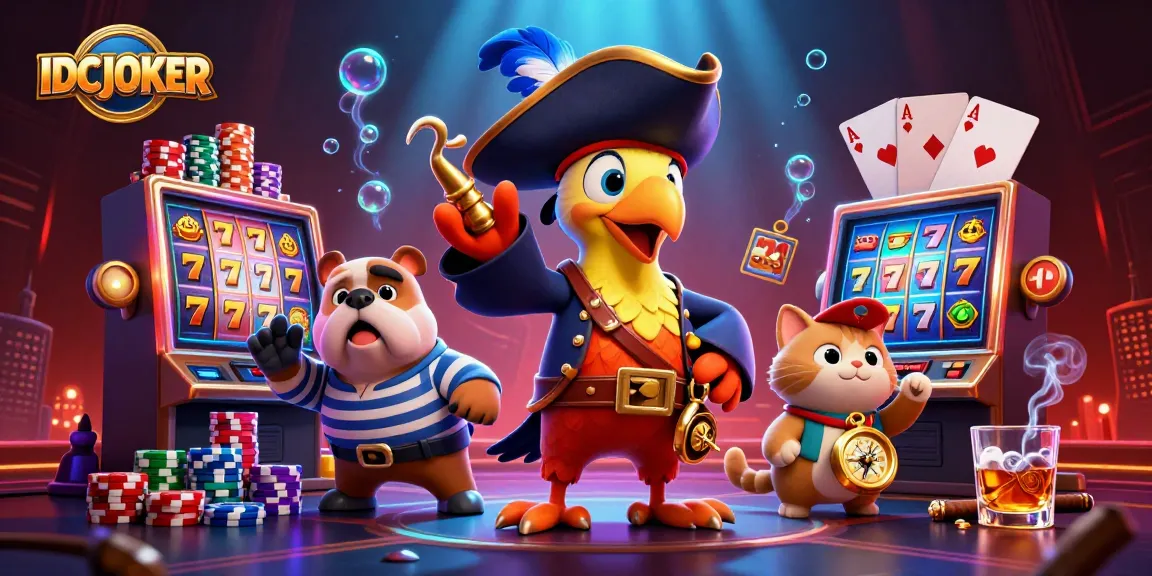 Play slots with IDCJOKER as the pirate captain leads the gaming adventure through vibrant symbols.