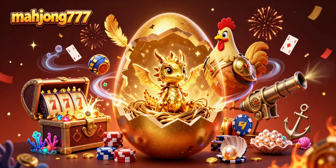 Spin and win with mahjong777, featuring a golden dragon and dynamic slot elements in vibrant casino scene.