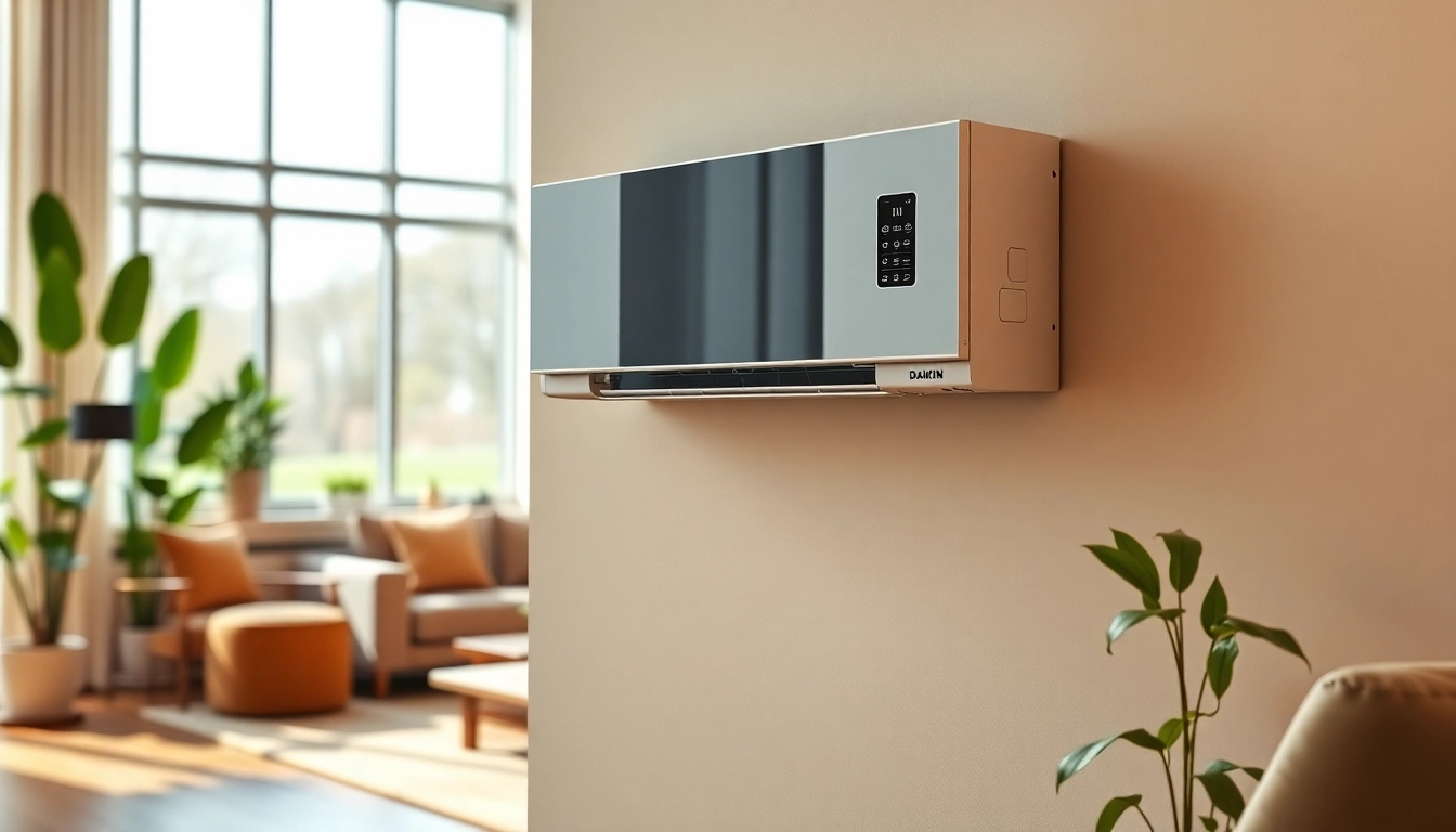 Install a Daikin mini split ac for efficient cooling in a modern living room with elegant decor.