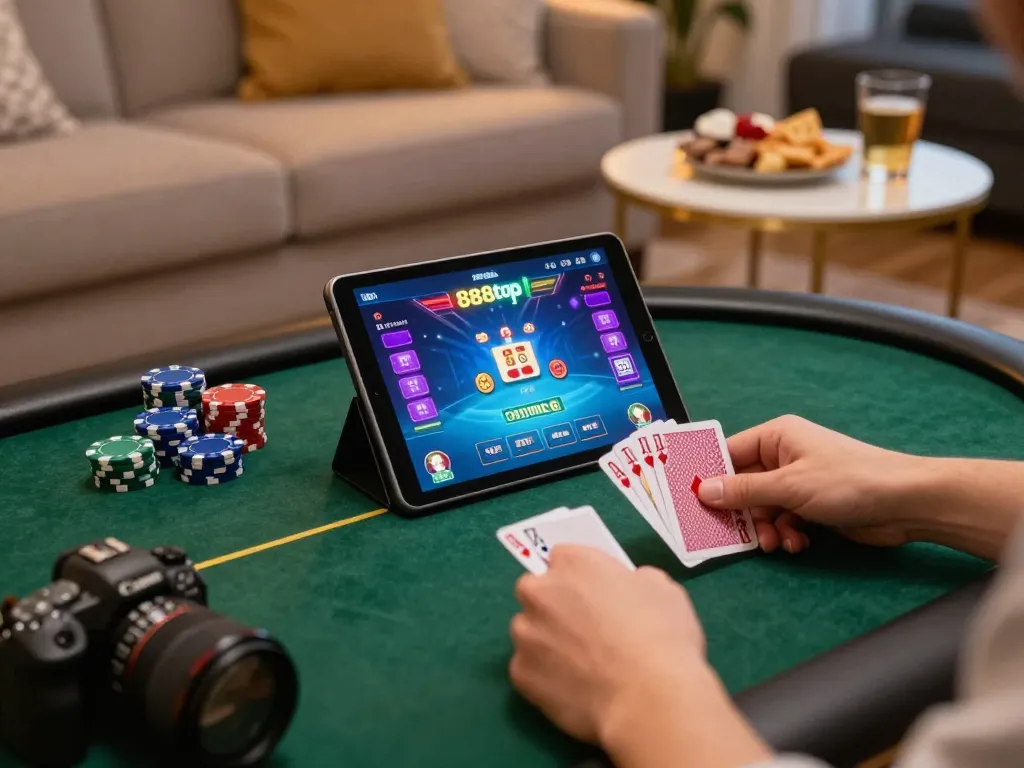 Players enjoy dynamic poker gameplay at 888top with strategic card plays and vibrant graphics