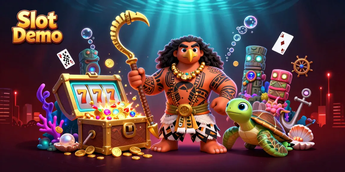 Engage in Slot Demo with vibrant 3D cartoon characters exploring underwater treasures and casino elements.