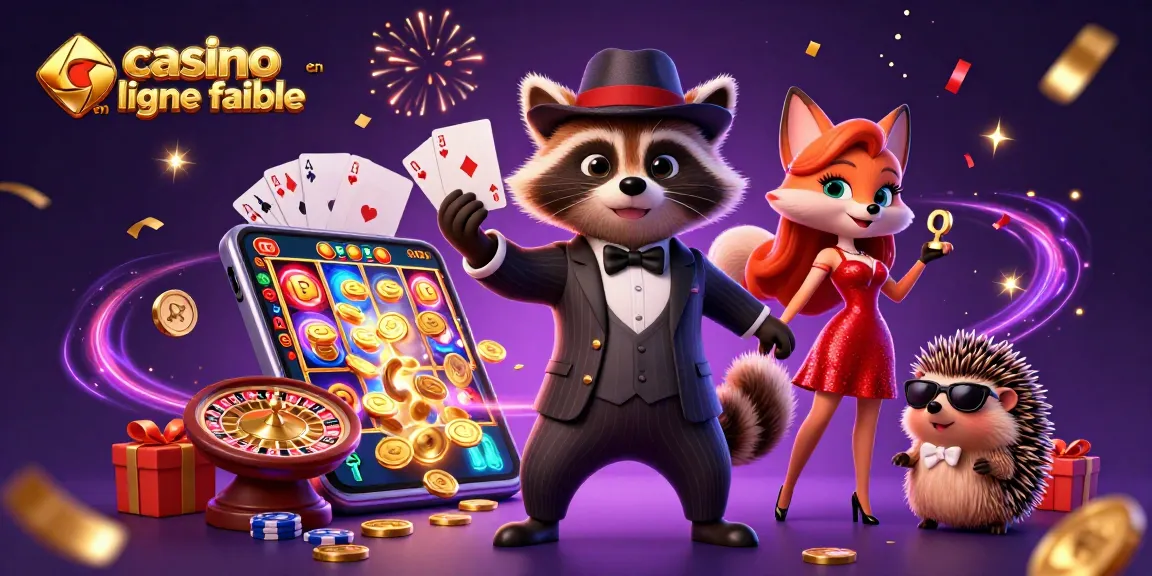 Dévoilez un casino en ligne fiable avec une illustration de personnages jouant à la carte et aux machines à sous.
