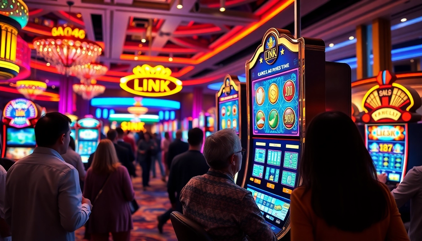 Experience the thrill of the link slot demo machine at an energetic casino atmosphere.