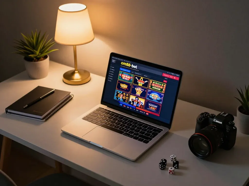 Engaging gaming experience on cm88-bet's online platform with vibrant slot displays and a cozy atmosphere.