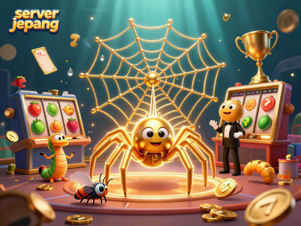 Experience the excitement of server jepang with vibrant slot reels and engaging characters in a dynamic casino scene.