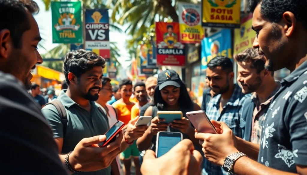 Engaged bettors placing bets in Brazil's sports betting scene filled with energy.