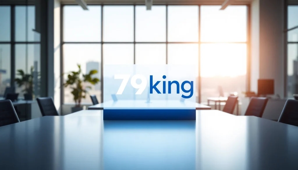 Engaging presentation of the 79king logo in a vibrant office setting.