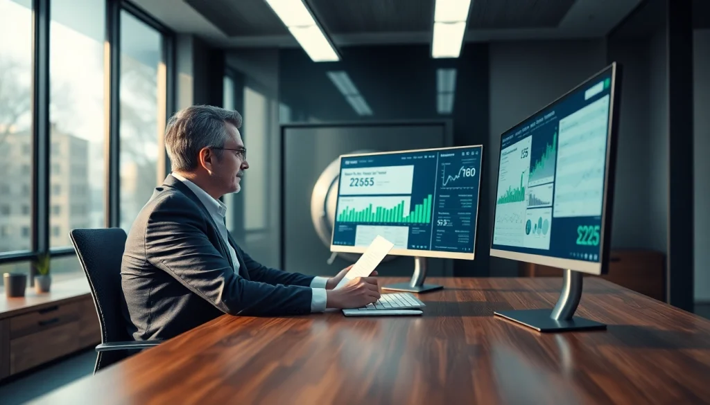 Professional insurance advisor analyzing digital finance charts for 79king hn in a modern office environment