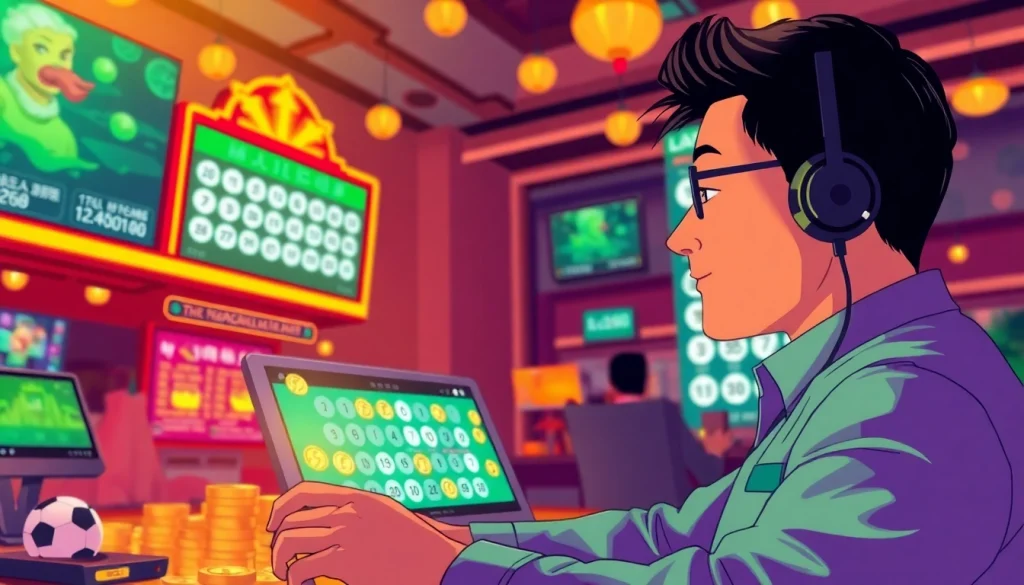 Menampilkan bandar togel resmi yang menarik dengan pemain bersemangat di latar belakang digital.