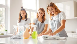 Efficient cleaning service team transforming a home with professional care and attention to detail.