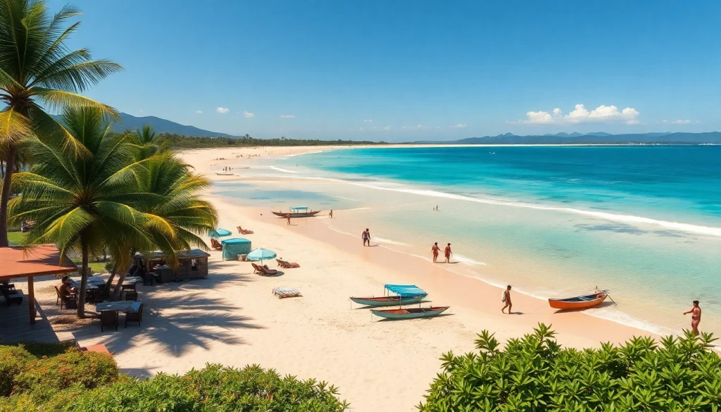 Paisagem cênica da praia de Paripueira, Alagoas, com águas claras e areia dourada.