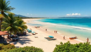 Paisagem cênica da praia de Paripueira, Alagoas, com águas claras e areia dourada.