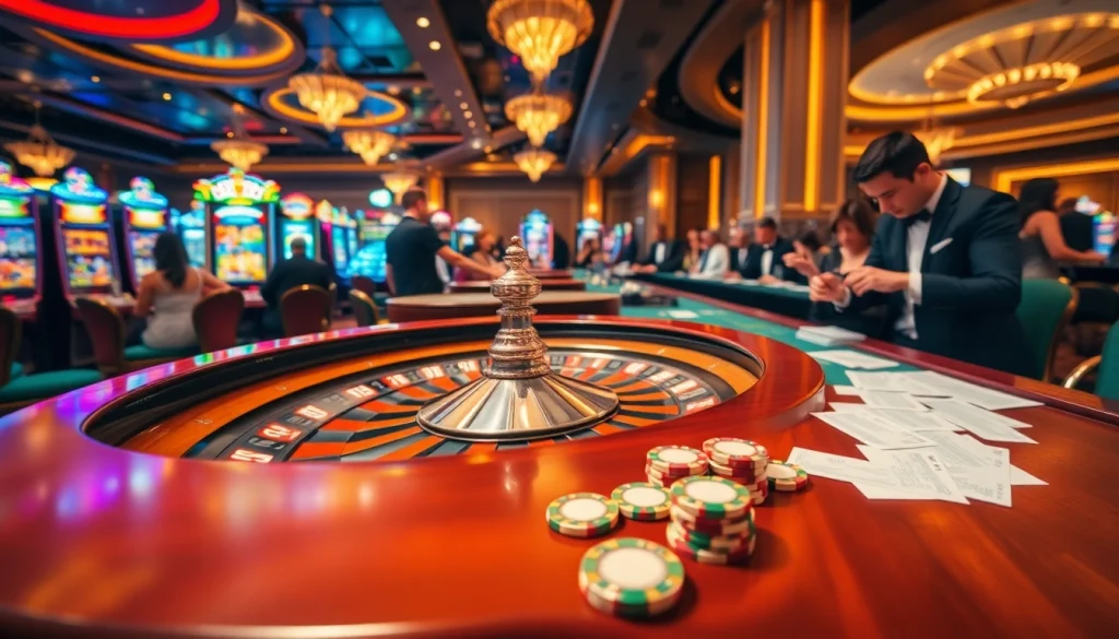 Exciting poker game at the 79king hn casino with vibrant chips and cards.