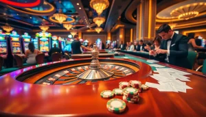 Exciting poker game at the 79king hn casino with vibrant chips and cards.