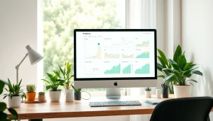 Analyze data insights on https://vj88.online/ in a modern, bright office setting with plants.