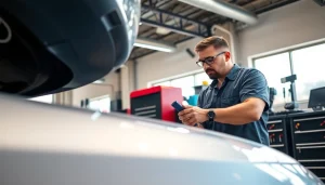Performing a Smog Check Near me in a professional garage environment.