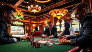 Play exciting poker at 789bet with vibrant chips and cards in a luxurious casino setting.