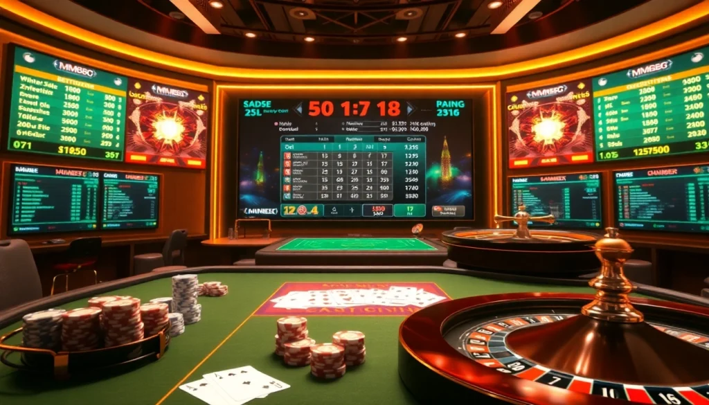 Engaging gameplay at Trang chủ MM88 showcasing poker chips and roulette excitement.