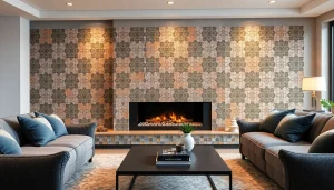 Salon élégant présentant des carreaux zellige aux motifs complexes et aux couleurs chaleureuses.