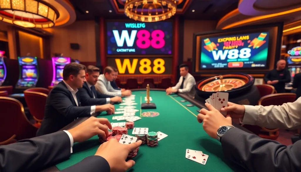 Trải nghiệm cảm giác cá cược đầy phấn khích tại W88 cùng các người chơi tại bàn poker sôi động.