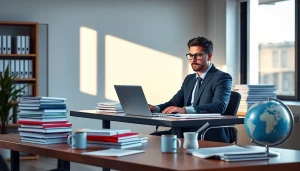 Traducteur espagnol professionnel au travail, symbolisant les services de traducteur assermenté espagnol.