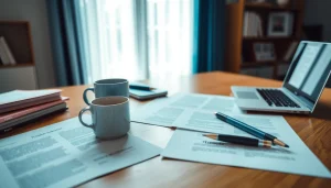 Tradutor juramentado workspace with documents and tools showing professionalism.