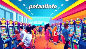 Menggambarkan pengalaman menarik di platform petanitoto dengan pemain slot yang antusias.
