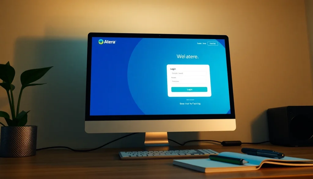 Atera login page on a desktop, showcasing secure sign-in features and 2FA setup.