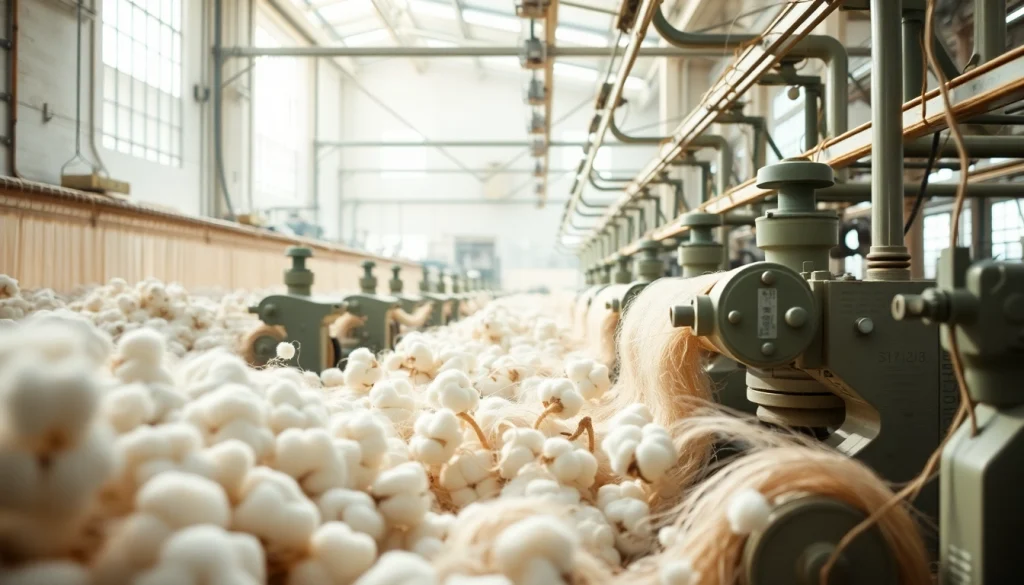 Katoen vezels worden omgevormd tot garen in een handmatige weverij met traditioneel vakmanschap.