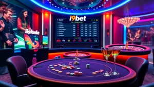 i9bet online casino interface featuring poker, roulette wheel, and colorful chips
