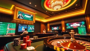 Engaging players at F8BET online casino table with vibrant cards and chips.